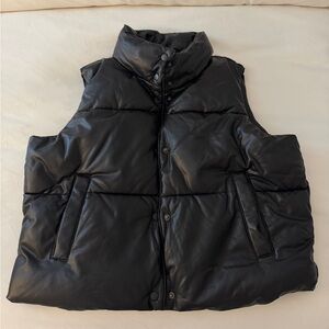 Old Navy Black Faux Leather Vest